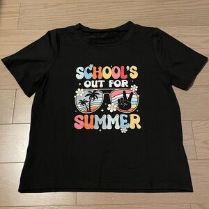 SHEIN Black Kids Tee with Colorful “School’s Out For Summer” Print